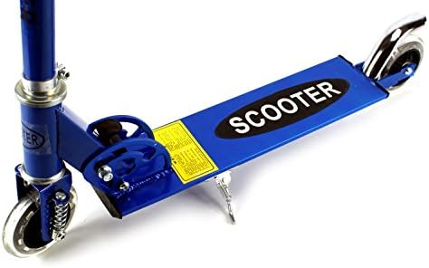 Fashion Mini Surfer Children's Two Wheeled Metal Toy Kick Scooter w/ Front Wheel Suspension, Integrated Kickstand, Light Up Wheels (Blue)