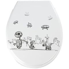 Wenko 18754100 Premium WC-Sitz Robots - Absenkautomatik, rostfreie Fix-Clip Hygiene Edelstahlbefestigung, Duroplast