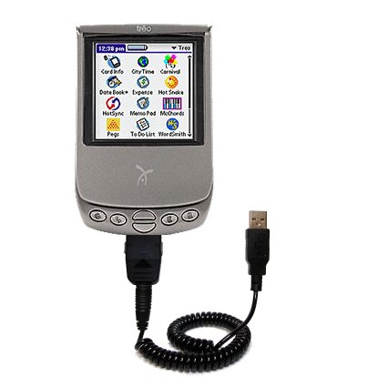 Coiled USB Cable for the Handspring Treo 90 with Power Hot Sync and Charge capabilities - uses Gomadic TipExchange Technology