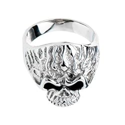 Size 10 - 316L Surgical Stainless Steel Flaming Skull Ring