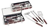 Picnic Time Fuego Wood w/ Alum Accent BBQ Case w/ Clear Lid & BBQ Tools (Natural Wood)