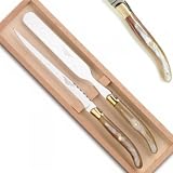 ProPassione Laguiole Paté Serving Cutlery, light Horn/brass handles, polished, Dimensions: l 32 cm
