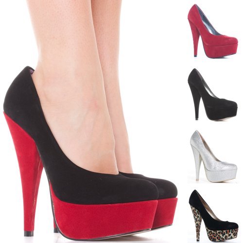 Women Platform High Heels Ladies Red Suede Pumps Court Shoes with shoeFashionista Boutique Bag