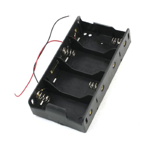 uxcell Spring Clip Black 4 x 1.5V D Size Battery Holder Case Storage Box