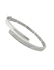 Ladies Silver Bracelet with Two Rows of White CZ