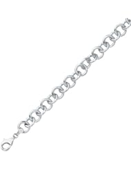 7.25" 14K White Gold Polished Diamond Cut Double Link Charm Bracelet w/ Pear Shape Clasp