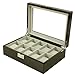 Watch Storage Box for 10 Watches Black Lacquer See Thur Top