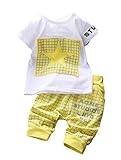 C-Princessベビー服 赤ちゃん 男の子 キッズ Tシャツ ズボン セットアップ 子供 チェック柄 可愛い 春夏 カジュアル お出かけ 出産祝い (L(100cm), Cイエロー)