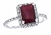 1.58Ct Emerald Cut Genuine Ruby and Diamond Ring in 14Kt White Gold (A Quality)-8