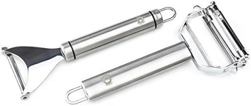 Think Home Art - Two Piece Peeler Set, Ultra Sharp, Premium Quality, Stainless Steel Dual Julienne Peeler Set For Peeling Vegetable, Potato, Carrot, and More: Your Must-Have To Make Meals Way Easier