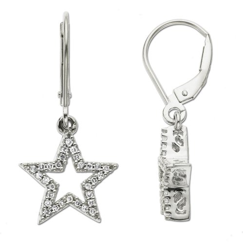 14k White or Yellow Gold Diamond Star Earrings (1/5 cttw, I-J Color, I2 Clarity)