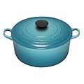 Le Creuset Cast Iron Round Casserole, Teal, 22 cm