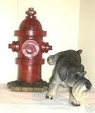 Peeing Pissing Schnauzer With Large Fire Hydrant Lawn Garden Decor Dog Statue Indoor Outdoor