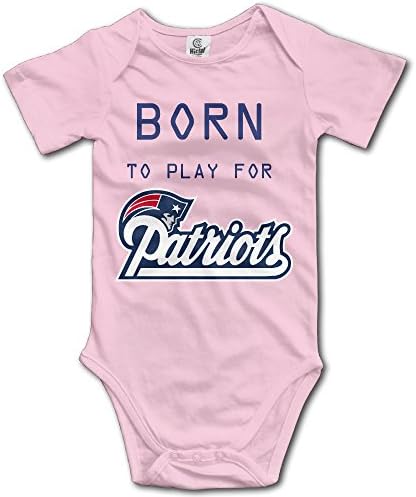 100% Cotton Born To Play New England Patriots Infant Funny Go Short Sleeve Climb Jumpsuit Pink 12 Months