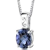 41IrQDq4D0L. SL160  Spring Dream: Sterling Silver Oval Shape Checkerboard Cut Alexandrite Pendant with 18 inch Silver Necklace and Free Shipping