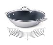 Cuisinox Elite 15 Inch Covered Wok with Vegetable Rack and Excalibur Coating