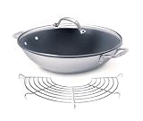 Review Cuisinox (Import) POT3362FX / Cuisinox Elite 15 Inch Covered Wok with Vegetable Rack and Excalibur Coating