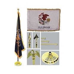 Illinois 4ft x 6ft Flag telescoping Flagpole Base and Tassel