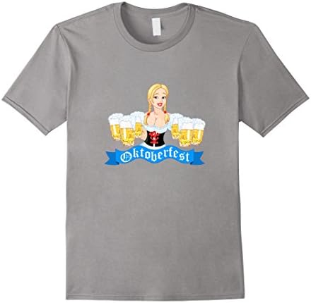 Men's German Oktoberfest Munich T- Shirt / Bavarian Beer Girl XL Slate