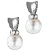 Sterling Silver Diamond Cz Faux Pearl Earrings