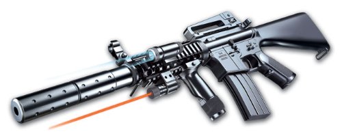 Spring M16A6 Assault Rifle Silencer, Grip, Flashlight, Full Stock Airsoft Gun