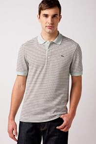 Short Sleeve Fine Stripe Pique Polo