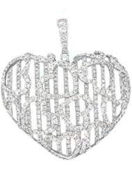 Ladies 18K White Gold 3.61Ct Round Cut Diamond Designer Charm Heart Pendant 9.2Gr