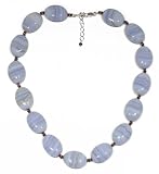 Sterling Silver Blue Lace Agate w/ Rhodolite Garnet Accent Necklace, 16-18