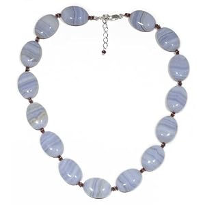 Sterling Silver Blue Lace Agate w Rhodolite Garnet Accent Necklace, 16-18 by