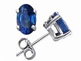 1.10 cts Genuine Oval Sapphire Earring Studs in 14k Yellow Gold FREE GIFT BAG!