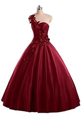 Floor Length Lace Satin One Shoulder   Ball Gown Prom Dress/Quinceanera Dress 