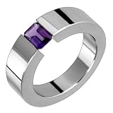 Adina Titanium Ring with Tension Set Amethyst
