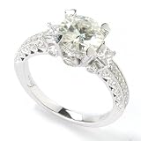 14K White Gold Moissanite & Diamond Micro Pave Ring