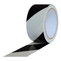 Bertech BERST-2BW Black/White Safety Warning Vinyl Tape, 18 yd Long, 2