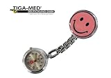 Schwesternuhr Krankenschwesteruhr Uhr Pulsuhr Typ Smiley rosa/pink