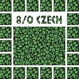 Seed Beads 8/0 Czech Opaque (a full one hank pack) over 125 colors available individually!, Medium Green