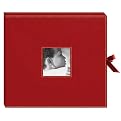 Sewn Leatherette D-Ring Scrapbook - Red