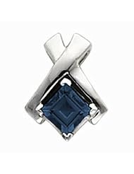14K White Gold Princess Cut Sapphire Pendant -- LIFETIME WARRANTY