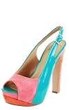Uptun Colorblock Suede Slingback Heels SALMON