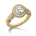 1.25 Ct Diamond Engagement Ring Antique Round Pave Set White Gold SI3 H