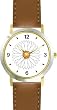 White Daisy Flower Flower - JP - WATCHBUDDY&reg; DELUXE TWO-TONE THEME WATCH - Arabic Numbers - Brown Leather Strap-Size-Women's Size-Small