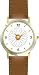 White Daisy Flower Flower - JP - WATCHBUDDY&reg; DELUXE TWO-TONE THEME WATCH - Arabic Numbers - Brown Leather Strap-Size-Women's Size-Small