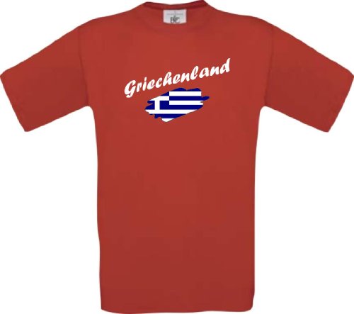 Shirtinstyle Kinder-Shirt WM Ländershirt Griechenland diverse Farben, Farbe rot, Größe 104