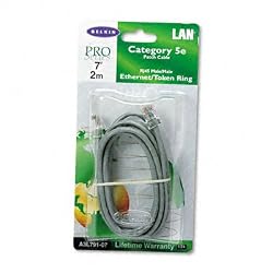 Belkin A3L79107 - CAT5e Crimped Patch Cable, RJ45 Connectors, 7 ft., Gray-BLKA3L79107