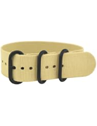 22mm - Khaki Pvd Urban 3 Ring Military Watch Band Strap Nato G-10 Fits All