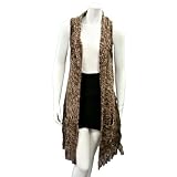 Brown Fringe Sleeveless Pocket Sweater Vest