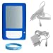 Cerulain Blue Silicone Case for Kindle 2 + Car Charger + Wall Charger + Wisdom * Courage Wristband