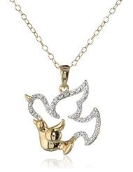 Gold Plated Silver Animal with Baby Pendant Necklace, 18"