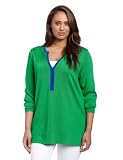 Anne Klein Womens Plus-Size 3/4 Sleeveless Contrast Neck Tunic