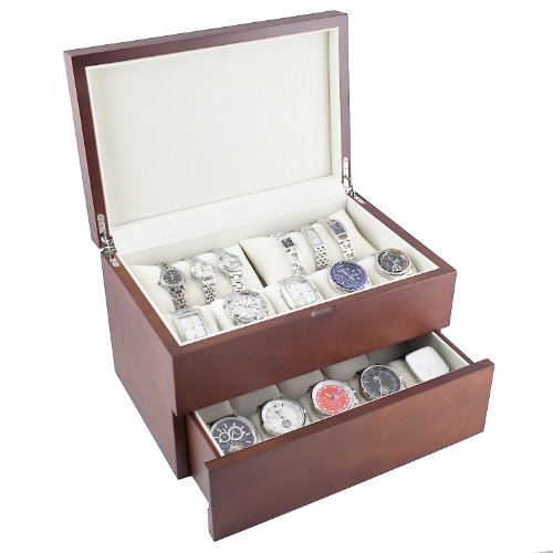 Caddy Bay Collection Vintage Wood Watch Case Display Storage Box with
